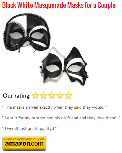 Black-White Masquerade Masks for a Couple